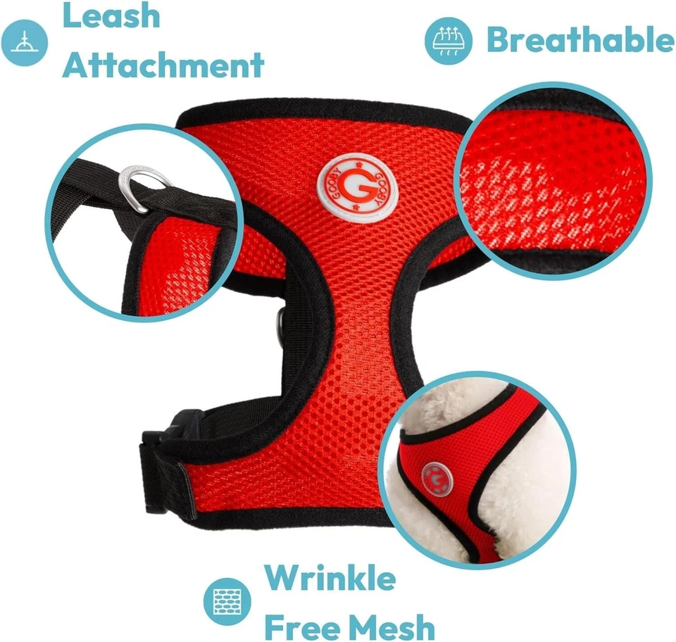 Gooby Soft Mesh Harness for Small Dogs and Cats - RED 9.5-13" Chest, 9" Neck - Image 2 of 4