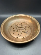 Vintage Copper Colander Strainer Sieve Hanger French Country Farmhouse Cottage
