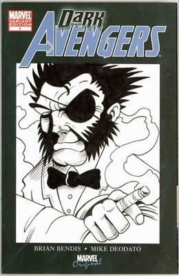 DARK AVENGERS #1 DYNAMIC FORCES SIGNIERT HAESER VIELFRASS PATCH SKIZZE COA MARVEL