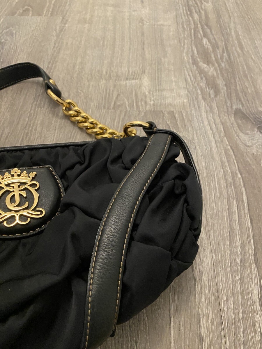 JUICY COUTURE Vintage Black Nylon Leather Y2K Shoulder Tote JUICY COUTURE Vintage Black Nylon Leather Y2K Shoulder Tote