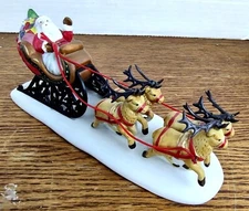 Lemax Village Collection #53157 1995 Porcelain Santa Sleigh Bound Accessory NIB