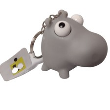 Hippopotamus Rubber Squeeze Toy Eyes Pop Out Keychain Stress Fidget 2" Hippo