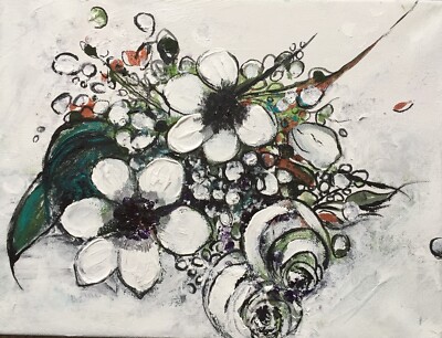 Blumenkunst Stillleben weiße Blumen Print on Demand, schönes Blumenkunstwerk