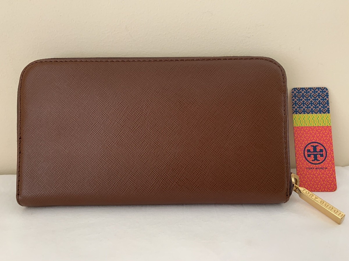 NWT Authen Saffiano Tory Burch Robinson Zip Around Wallet