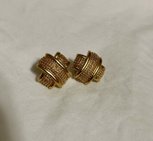 Vintage Gold Plated Chunky Cross Earrings