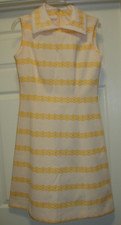Vintage Kay Windsor Dress Womens 12 Yellow White Sleeveless Shift A Line 60s NEW