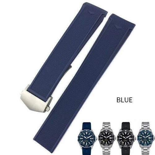 Rubber Silicone Band Strap For Tag Heuer CARRERA AQUARACER Series Watch 20/22mm - Picture 3 of 7