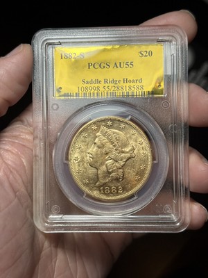 1882-S Liberty Head Gold Double Eagle $20 PCGS AU55 - Saddle Ridge Hoard Rare