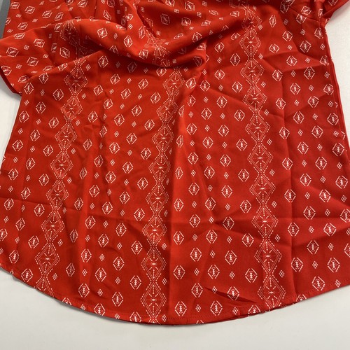 Womens Casual Boho ORANGE Printed V Neck Blouse NEW Small Polyester - Picture 4 of 12