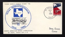 1986 Texas Sesquicentennial Event Cover sc 2204 Coors World Finals Rodeo El Paso