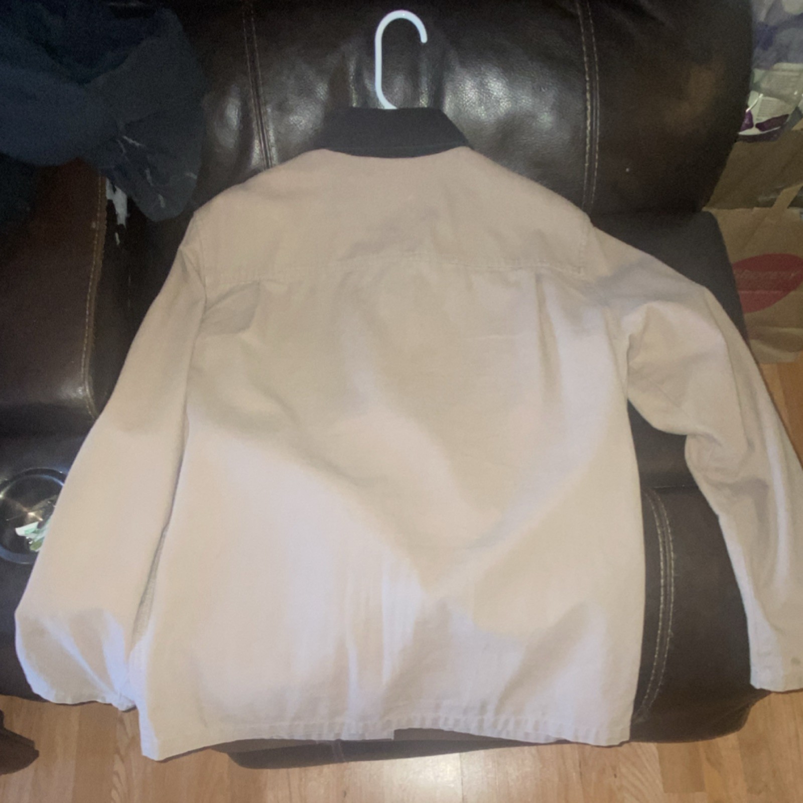 VANS Work Jacket Beige Black Button Front Spread … - image 2