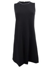 DKNY Women's Chain-Trim Scuba Trapeze Dress (10, Black) 802892407499