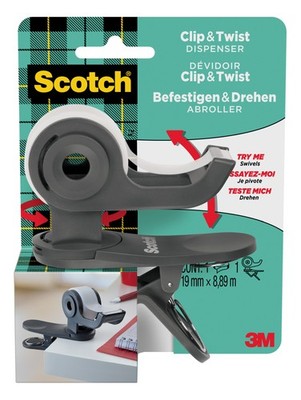 Scotch Clip & Twist Klebeband Abroller + Scotch  Magic  Klebeband - 19mm × 8,9 m