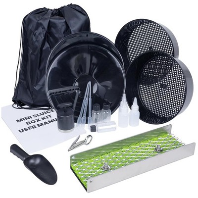 Complete 18pcs Gold Panning Kit with Mini Sluice Box