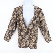 Alfred Dunner Blazer/Jacket Womens Size 14 Blue Floral 100 Poly Lined Pockets