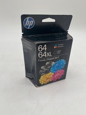 HP 64 Tri-Color/64XL Black Ink Cartridges 2 Pack 3YP23AN 