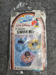 The Wet Set Walt Disney 24" Inflatable Swim Ring Vtg Mickey & Friends 1983