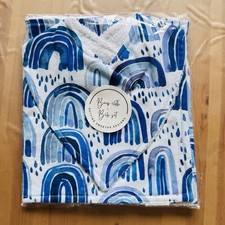 Blue And White Rainbows - Baby Bib And Burp Cloth Set Baby Shower Gift