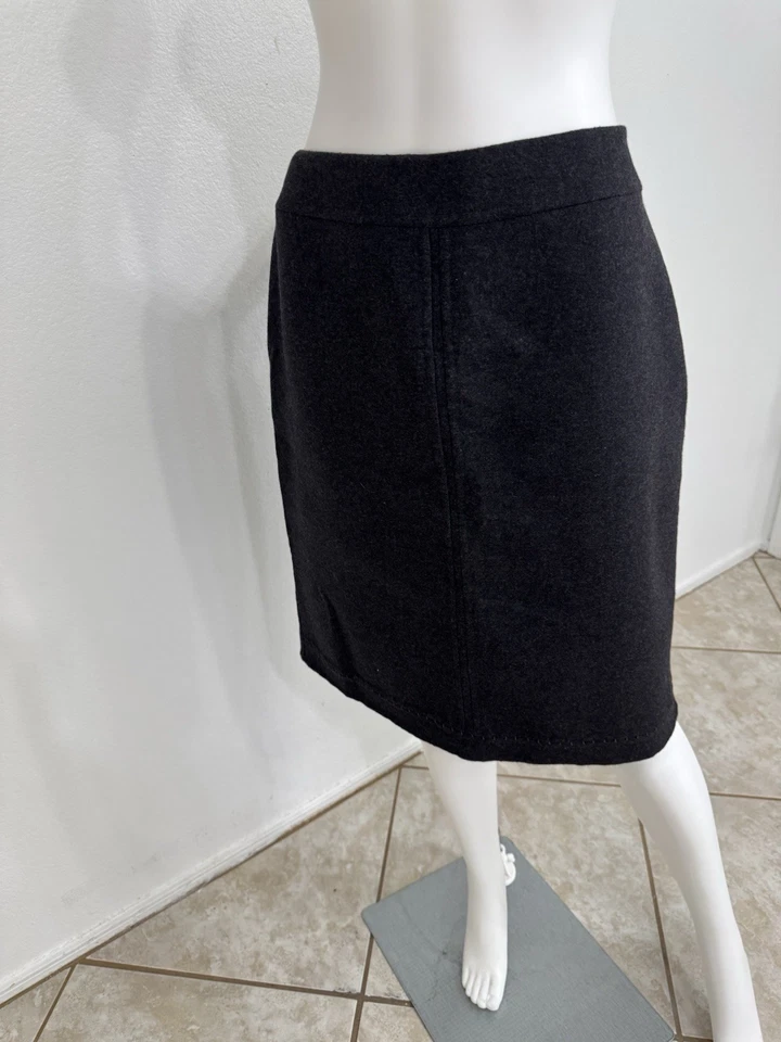 Falda Chado Ralph Rucci 100 % cachemir con costura a mano Chado gris carbón talla 12 Foto 3 de 4