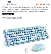 MOFii Wireless Keyboard and Mouse Combo, 2.4Ghz Colorful Keyboard USA Fast Ship