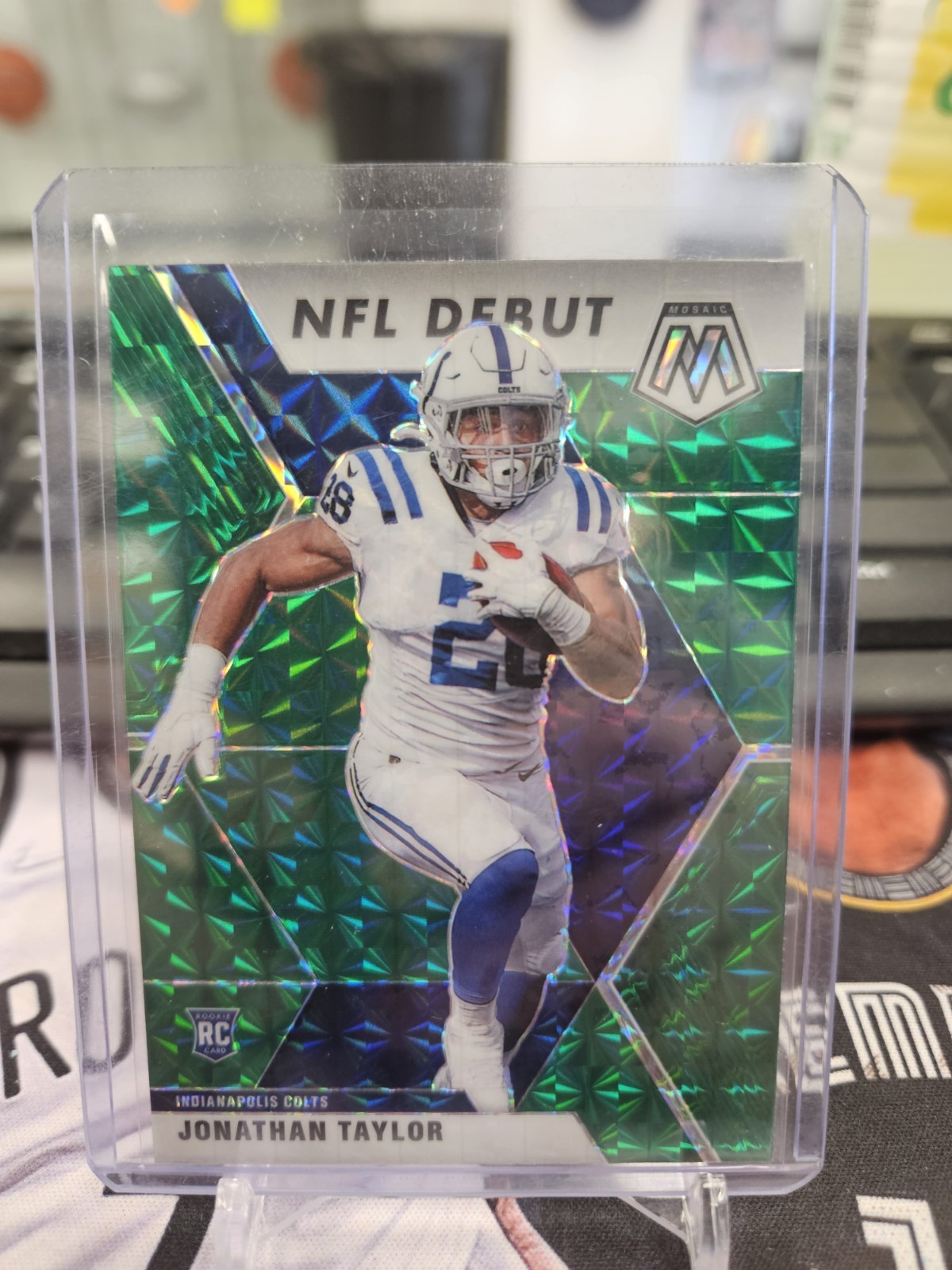 2020 Panini Mosaic Mosaic Green #276 Jonathan Taylor DEB RC - Colts AT