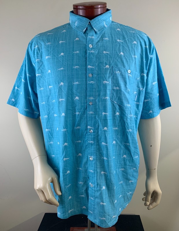 SCALES Men's Clean Fish Short Sleeve Button Front Vented Fishing Shirt Sz XL NEW