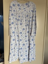 Eileen West Blue White Nightgown 100 Cotton Lace Size Large New With No Tags