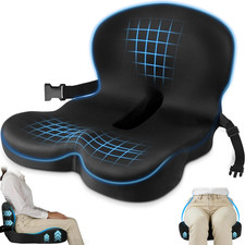 Truck Driver Seat Cushion Memory Foam L Shape Back Support with Adjustable Strap