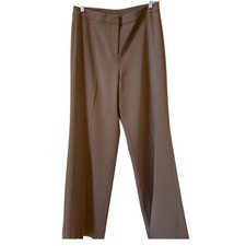 St. John Wide Leg Dress Pants Taupe Brown Crepe Trousers Size 6