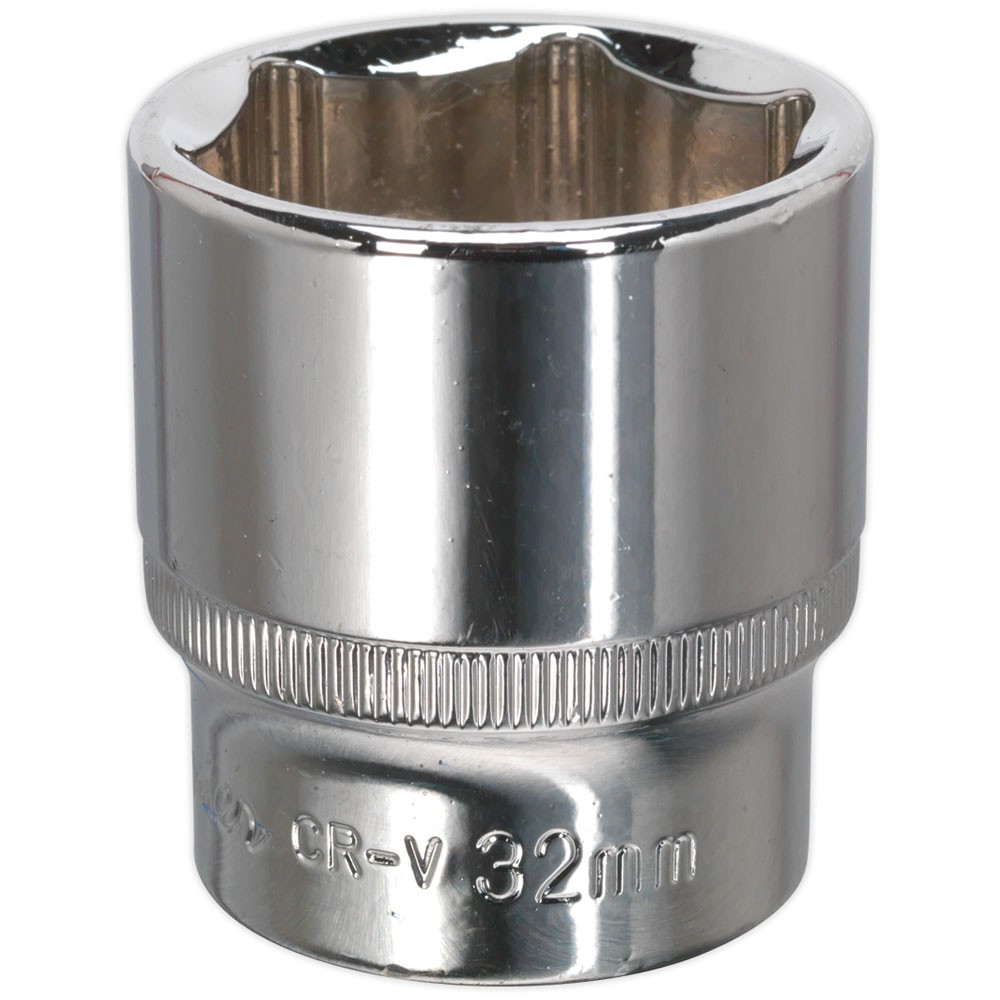 Sealey WallDrive® Socket 32mm 1/2Sq Drive Fully Polished