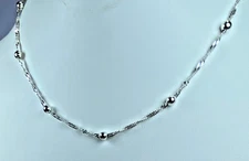 Sterling Silver FAS Signed Singapore Station Necklace, 18" Italy NOS 5.8g