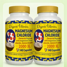 Double Pack Magnesium Chloride 2000 XL – 280 Capsules | Bone, Muscle & Nerve