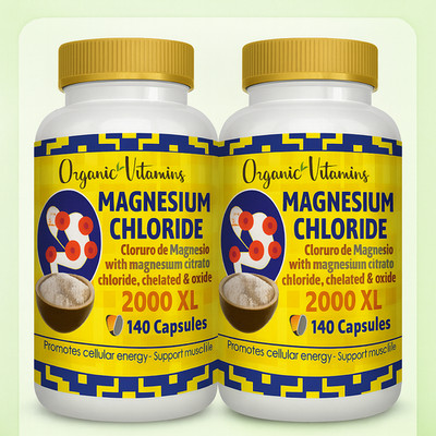 Double Pack Magnesium Chloride 2000 XL   280 Capsules | Bone, Muscle & Nerve
