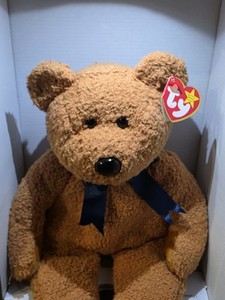 Ty Beanie Buddy Fuzz the Bear 1999 Corrected Tag Version Tylon Plush 13.5"