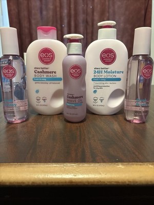 Eos Shea Better Cashmere Body Wash, Lotion, Shave Oil & Mist Set Fresh & Cozy