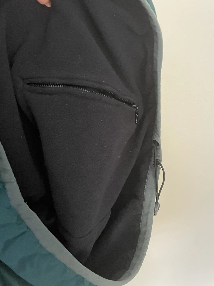 阿迪达斯复古 90 年代? 男式绿色抓绒衬里尼龙风衣套衫 XL Y2K — 第 4/4 张图片