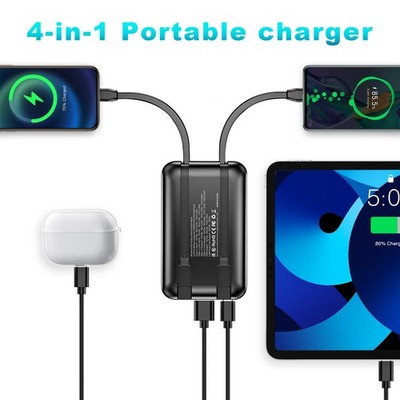 (2-Pack) 10000mAh 22.5W PD Super Fast Charging Power bank w/ Cable for iPhone