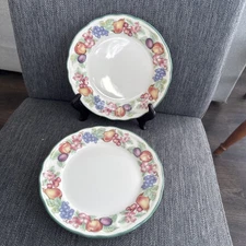 Lot of 2) Epoch MARKET DAY E801 Salad Plate 7 5/8" Scalloped Fruit