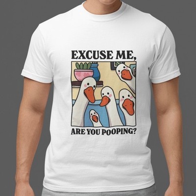 Funny Duck Bathroom Humor T Shirt Excuse Me Are You Pooping Tee
