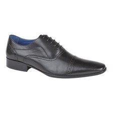Image of Roamers Mens 4 Eyelet Punched Cap Leather Oxford Shoes DF1314