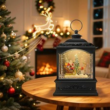 Christmas Snow Globe Lantern Water Glittering Santa Snow Globe with Music and...