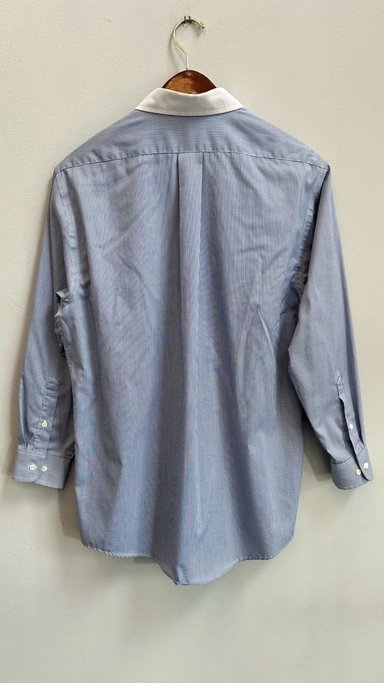 встреча уличных мужчин светло-синий в полоску рубашка на пуговицах размер S (32-33) - Изображение 4 из 4