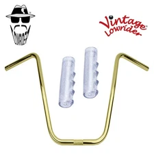 Original Lowrider 16" 22.2 D Handlebar Gold 120mm Grips Sparkle/Clear