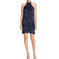 nwt ELIE TAHARI deep navy blue velvet sleeveless elegant cocktail silk dress 12