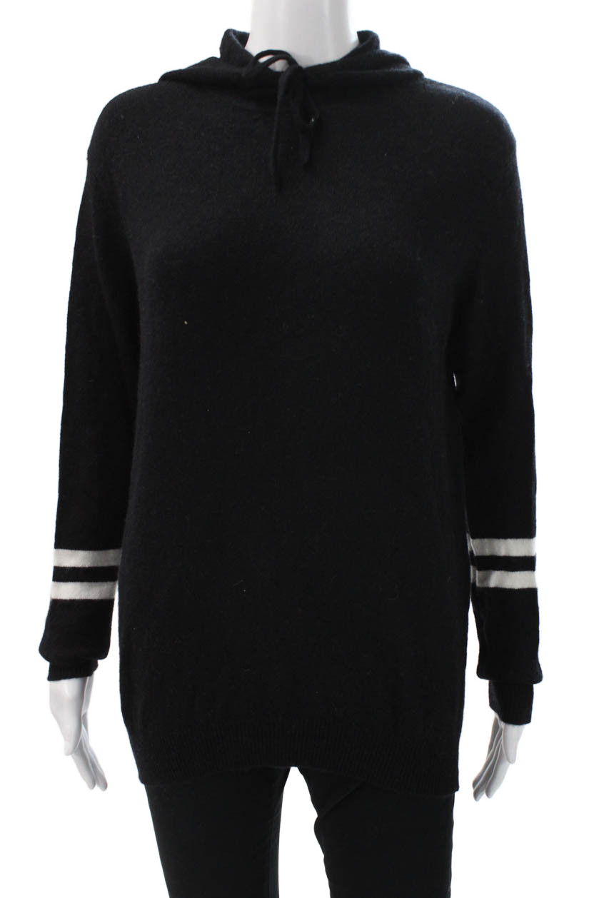 Aqua Women Pullover Cashmere Sweater Hooded Black Long Sleeve Size MFree Shipping in US $100+ Orders | $6.95 Orders Below