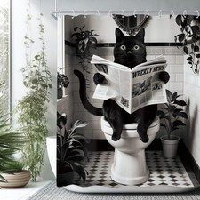 Funny Cat Shower Curtain 60x72 - Humorous Bathroom Decor for Kids