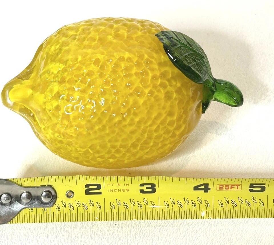 Decoración vintage de fruta de limón amarillo estilo cristal de Murano Foto 3 de 3
