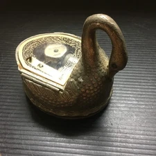 Vintage Sankyo Pewter Swan Figural Music Box Part As is Made in Japan