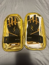 Bruce Bolt Premium Pro Long Cuff Gold Series Black  Gold Batting Gloves Large