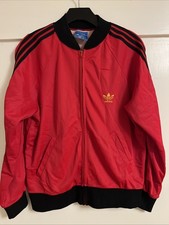 Vtg 80s Adidas ATP Keyrolan Red Black Trefoil Track Jacket S/M 3-Stripe USA